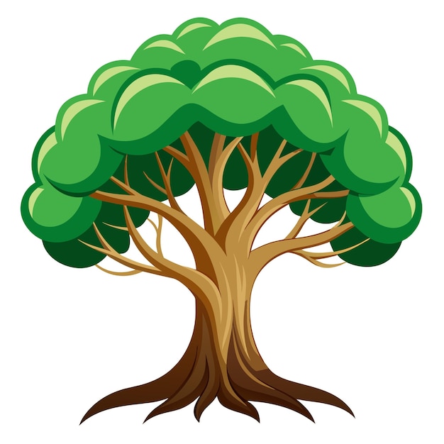 Ilustración vectorial de árbol realista aislada en pantalla blanca