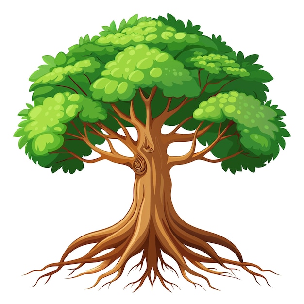 Ilustración vectorial de árbol realista aislada en pantalla blanca