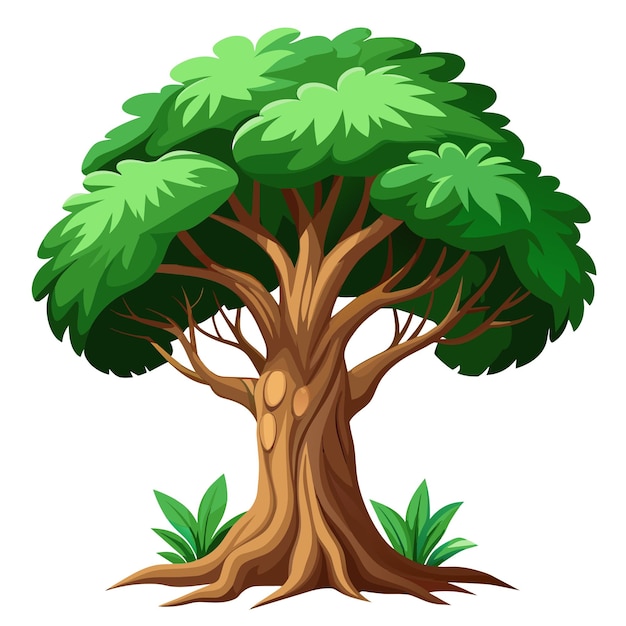 Ilustración vectorial de árbol realista aislada en pantalla blanca