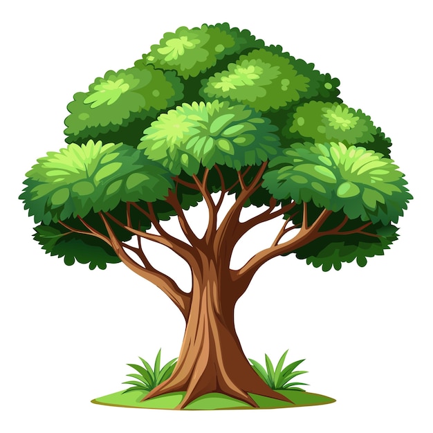 Ilustración vectorial de árbol realista aislada en pantalla blanca