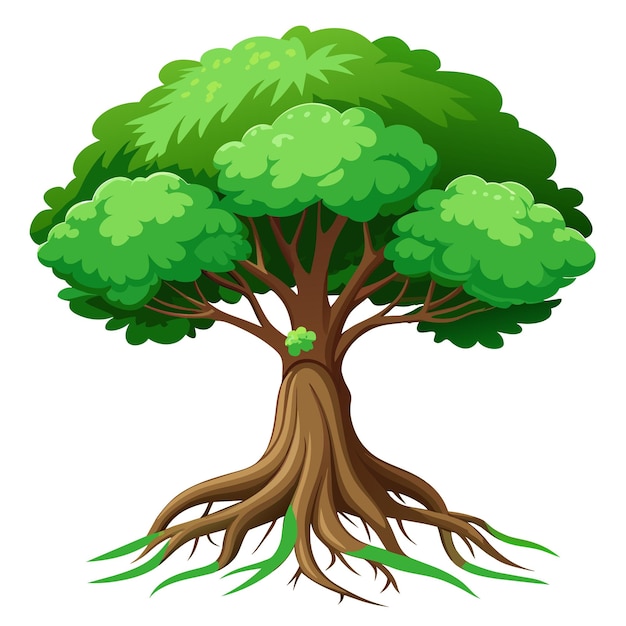 Ilustración vectorial de árbol realista aislada en pantalla blanca