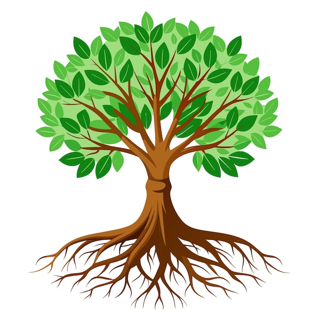 Ilustración vectorial de árbol realista aislada en pantalla blanca