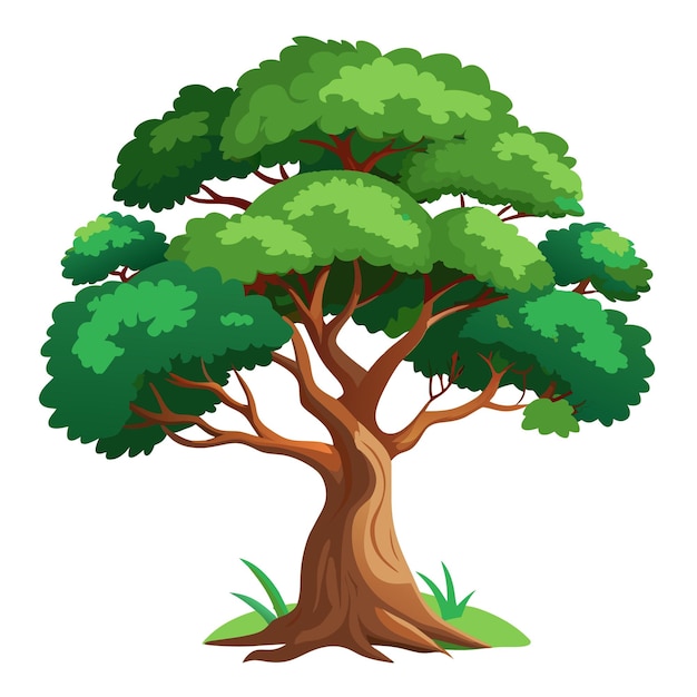 Ilustración vectorial de árbol realista aislada en pantalla blanca