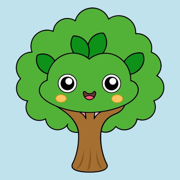 Ilustración vectorial de árbol de roble Clipart de dibujos animados y diseño de arte de línea Ilustración vectoria de árbol de ruble en