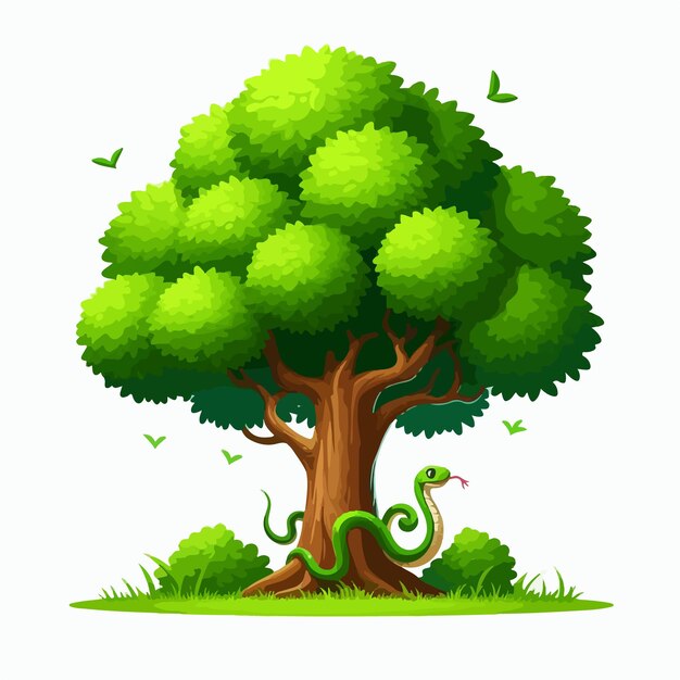 Ilustración vectorial de árbol verde aislado en blanco