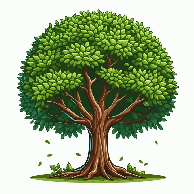 Vector ilustración vectorial de árbol verde aislado en blanco