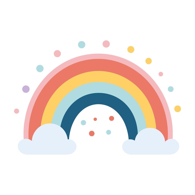 Una ilustración vectorial de arco iris boho aislada en un fondo blanco
