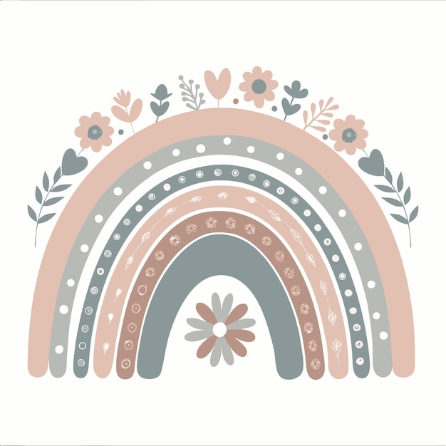 Ilustración vectorial del arco iris dibujada a mano