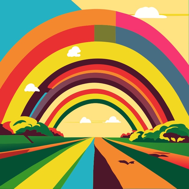 Ilustración vectorial del arco iris plano 2