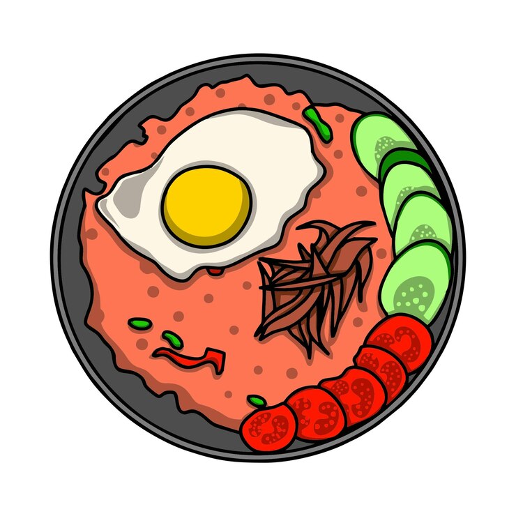 Ilustración vectorial de arroz frito con huevo