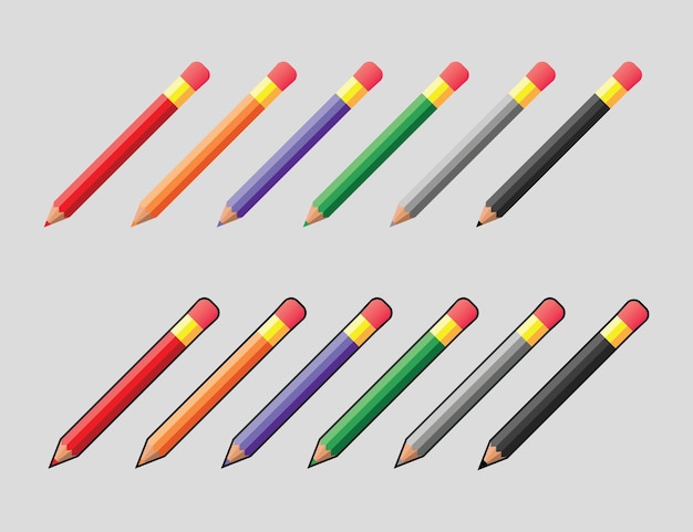 Vector ilustración vectorial arte expresivo con lápiz de color con 6 ricos tonos