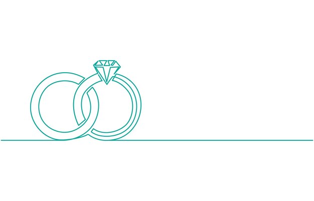 Ilustración vectorial de arte de la línea del anillo de boda dibujada a mano un vector de línea el día de la boda los anillos de boda