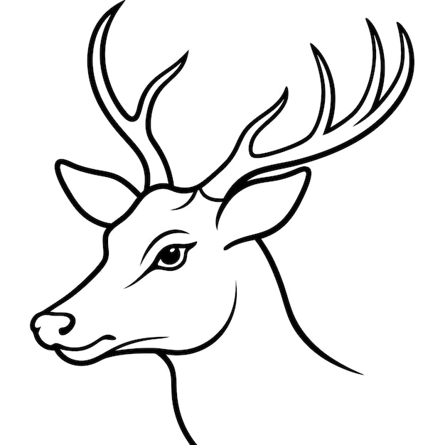 Ilustración vectorial de arte de línea de cabeza de ciervo perfecta para dibujos animados clipart y diseños elegantes