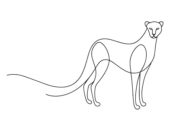 Ilustración vectorial de arte de línea continua de guepardo en fondo blanco