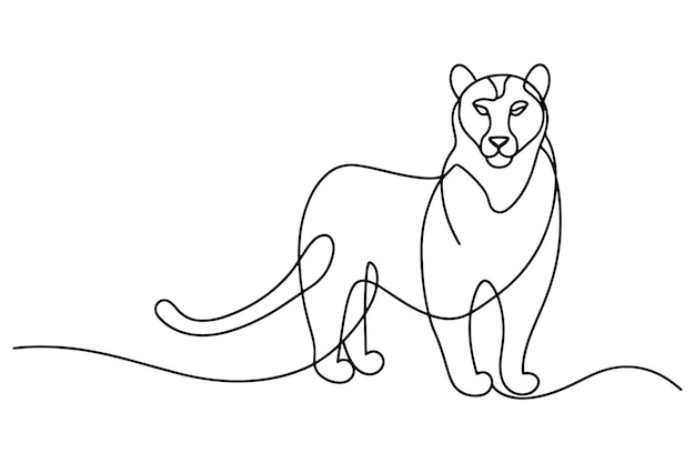 Ilustración vectorial de arte de línea continua de Jaguar en fondo blanco