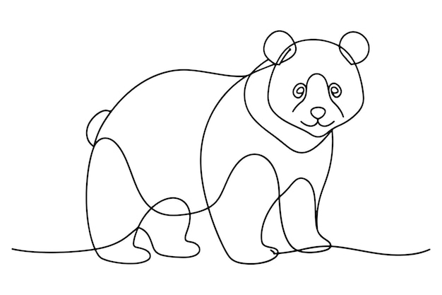 Ilustración vectorial de arte de línea continua de Panda gigante sobre fondo blanco