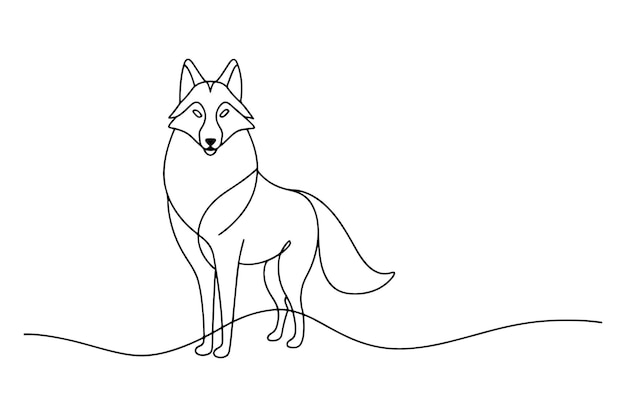 Ilustración vectorial de arte de línea continua de Wolf en fondo blanco