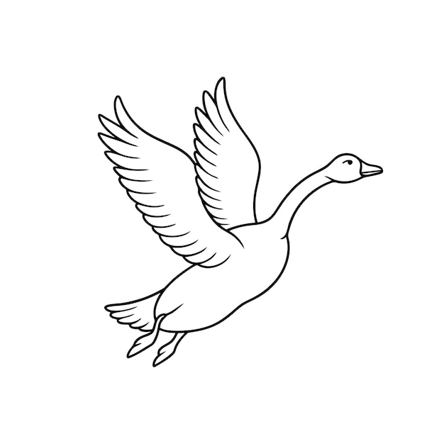 Ilustración vectorial de arte de línea de ganso