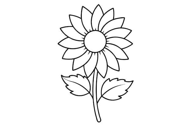 Una ilustración vectorial de arte de línea de girasol