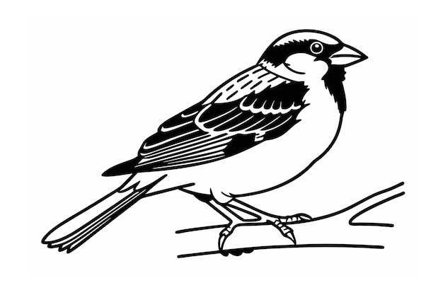 Ilustración vectorial de arte de línea de gorrión
