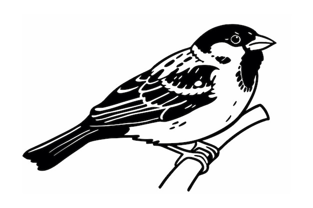 Ilustración vectorial de arte de línea de gorrión