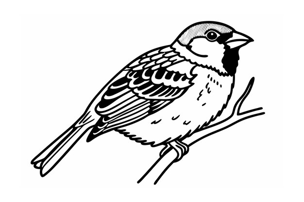 Ilustración vectorial de arte de línea de gorrión