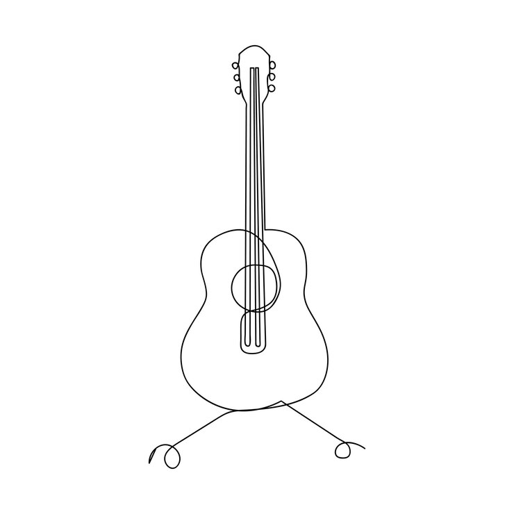 Vector ilustración vectorial de arte de una línea de guitarra