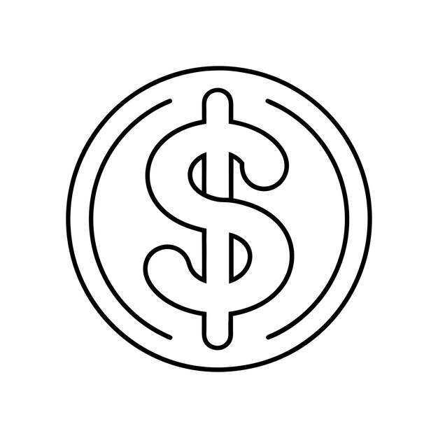 Ilustración vectorial de arte de línea de un icono de logotipo de signo de dólar perfecto para diseños financieros