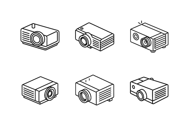 Ilustración vectorial de arte de línea del icono del proyector
