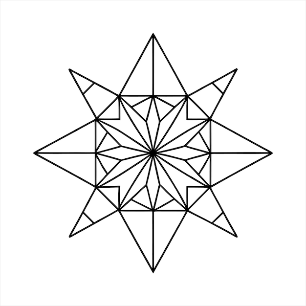 Una ilustración vectorial de arte de línea de mandala de patrones matemáticos en fondo blanco