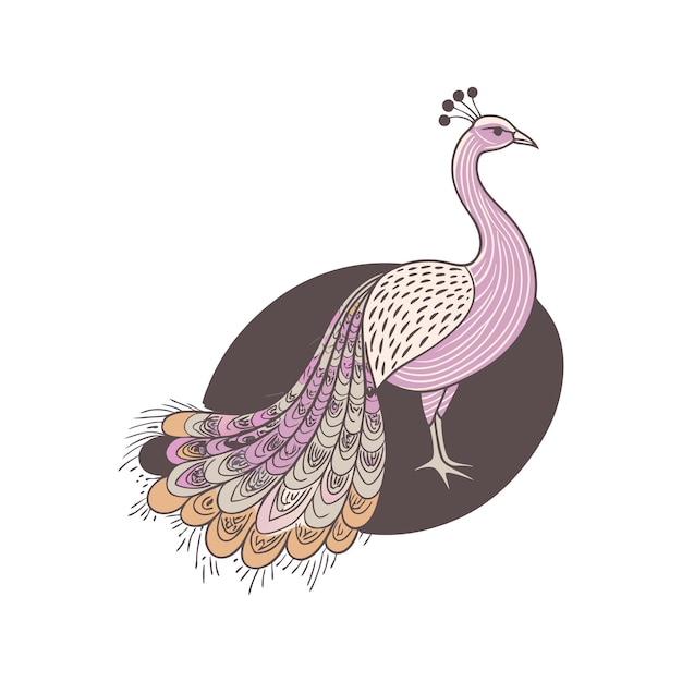 Ilustración vectorial de arte de línea del mandala del pavo real