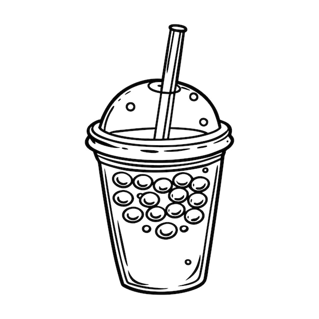 Ilustración vectorial de arte de la línea de té de burbujas para diseños de bebidas