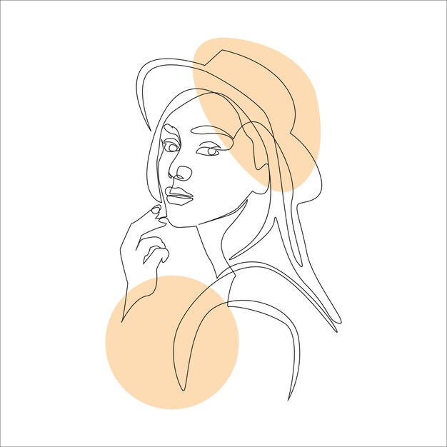 Ilustración vectorial de arte de líneas Diseño plano de la cara femenina