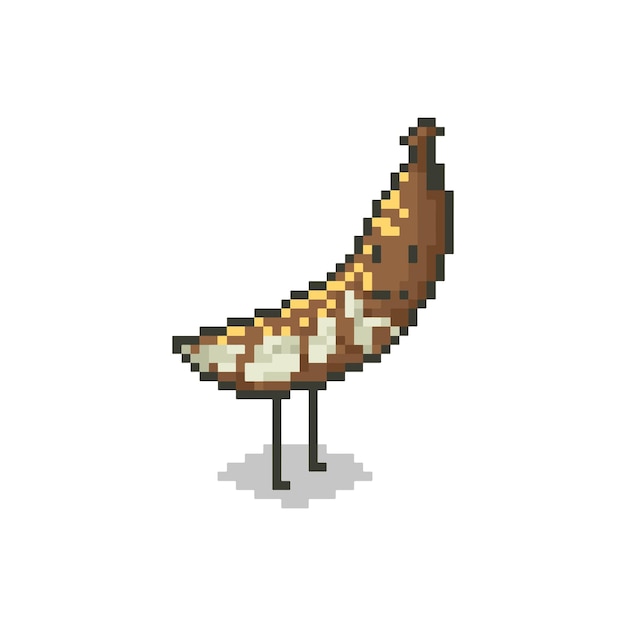 Ilustración vectorial de arte de píxeles de frutas de plátano de 8 bits