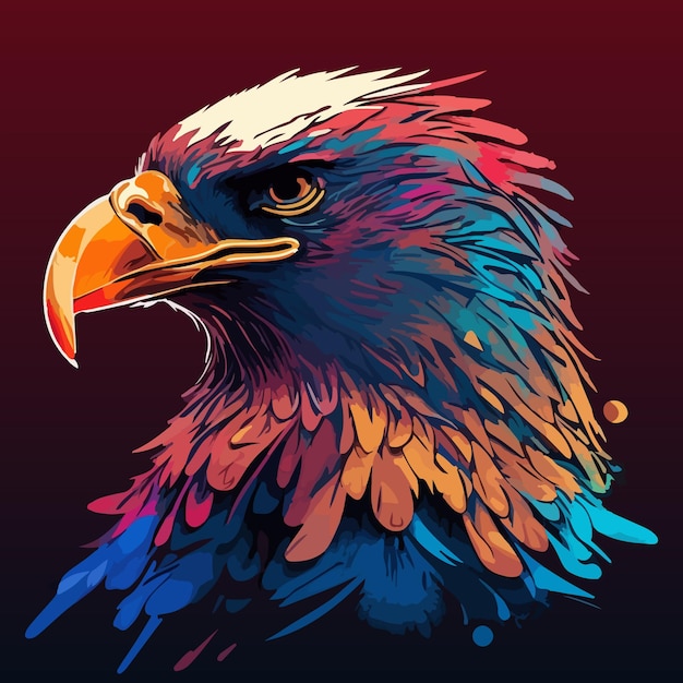 Ilustración vectorial de arte pop de águila colorida