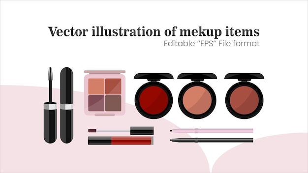 Ilustración vectorial de artículos de maquillaje