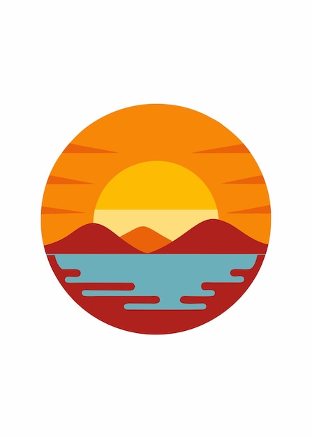 Ilustración vectorial del atardecer en fondo blanco