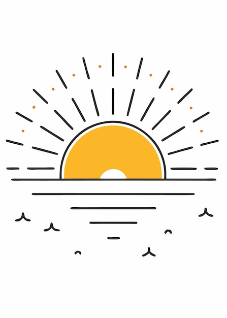 Ilustración vectorial del atardecer en fondo blanco