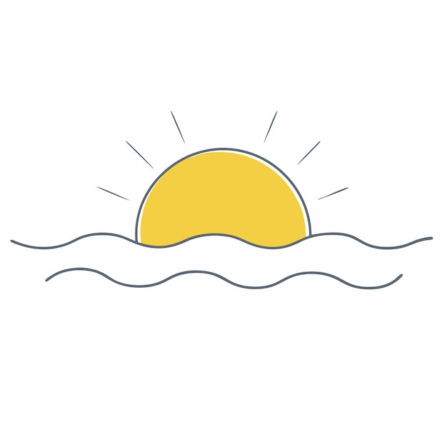 Ilustración vectorial del atardecer en fondo blanco