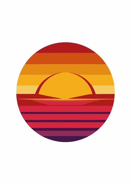 Ilustración vectorial del atardecer en fondo blanco
