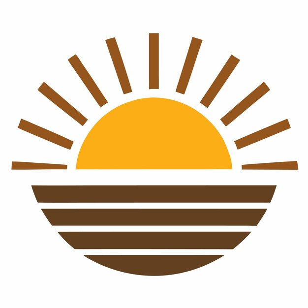 Ilustración vectorial del atardecer en fondo blanco