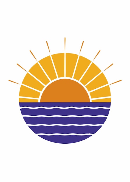 Ilustración vectorial del atardecer en fondo blanco