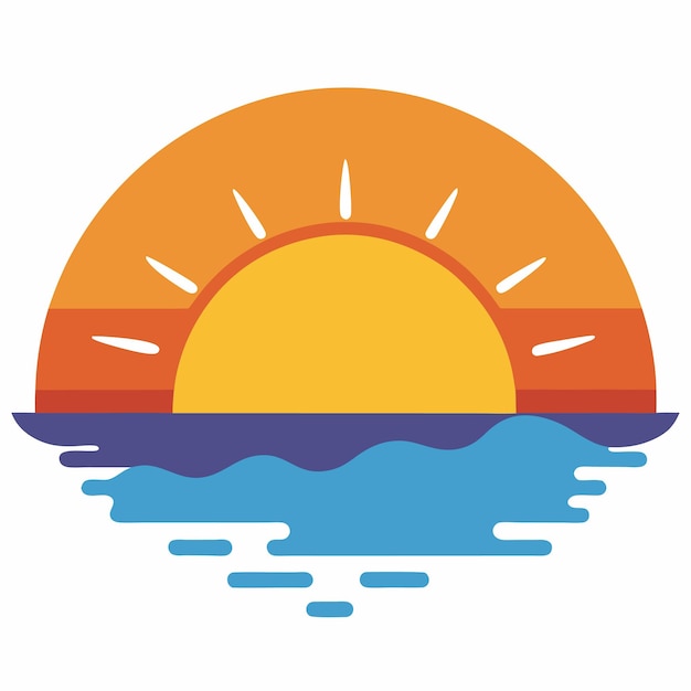 Ilustración vectorial del atardecer en fondo blanco