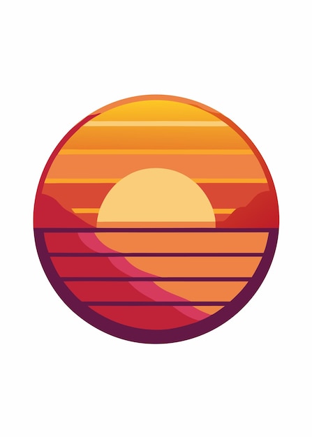 Ilustración vectorial del atardecer en fondo blanco