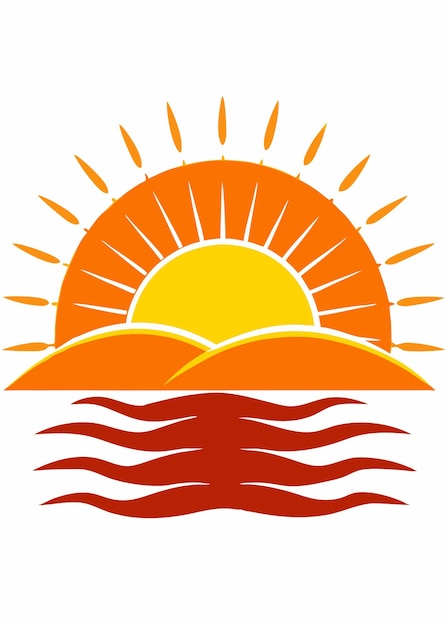 Ilustración vectorial del atardecer en fondo blanco
