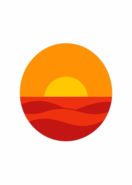 Ilustración vectorial del atardecer en fondo blanco