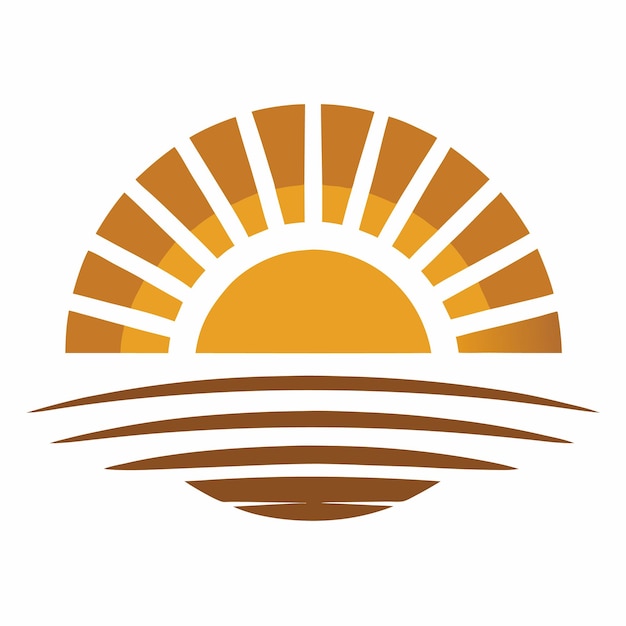 Ilustración vectorial del atardecer en fondo blanco