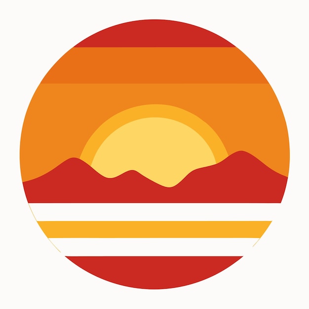 Ilustración vectorial del atardecer en fondo blanco