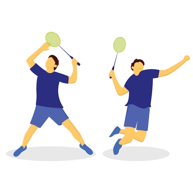 Ilustración vectorial del atleta masculino de bádminton