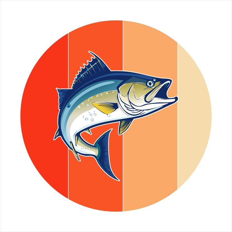Ilustración vectorial de atún con tema oceánico